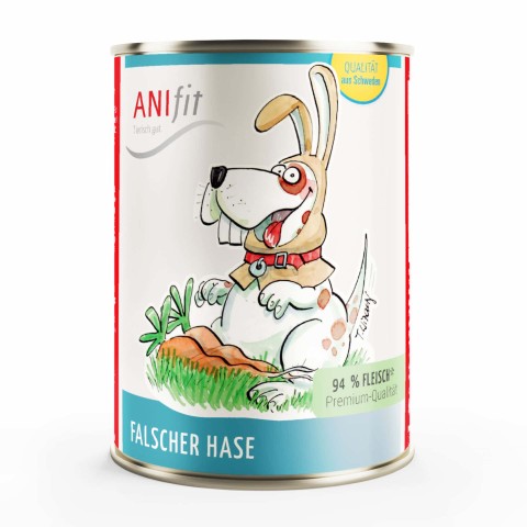 Hund Nassfutter Falscher Hase 400g 6 Stück -1- Anifit