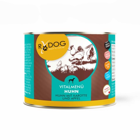 Hund Nassfutter RyDog Vitalmenü Huhn 200g 6 Stück -1- Anifit