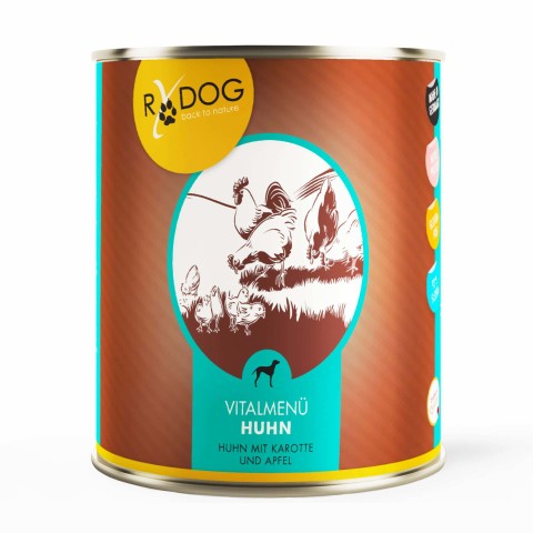 Hund Nassfutter RyDog Vitalmenü Huhn 800g 6 Stück -1- Anifit