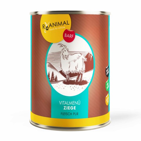 Hund Katze B.A.R.F. RyAnimal Ziege-Pur 400g 6 Stück -1- Anifit